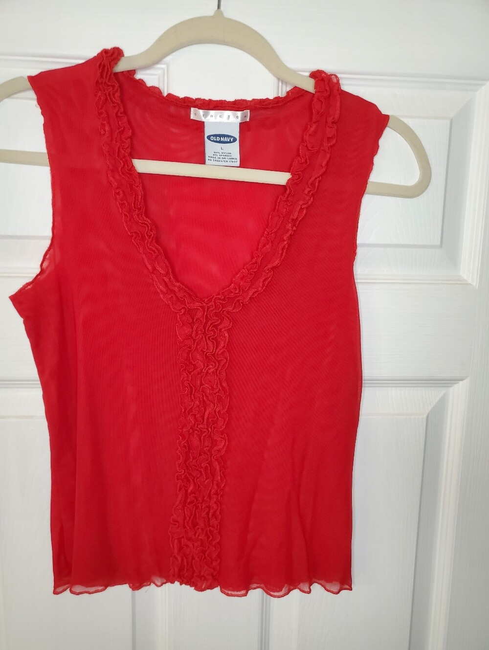 Vintage Old Navy Ruffled Front Sleeveless Blouse size large